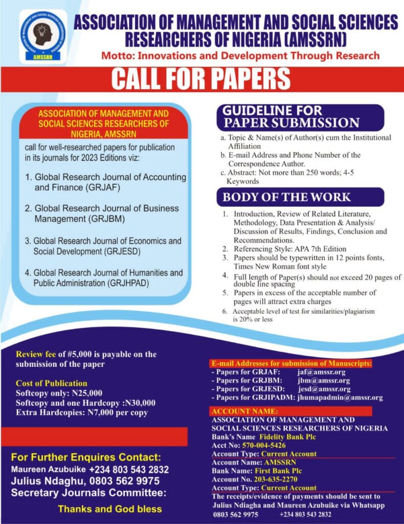 AMSSRN's Call for Papers flyer, 2024