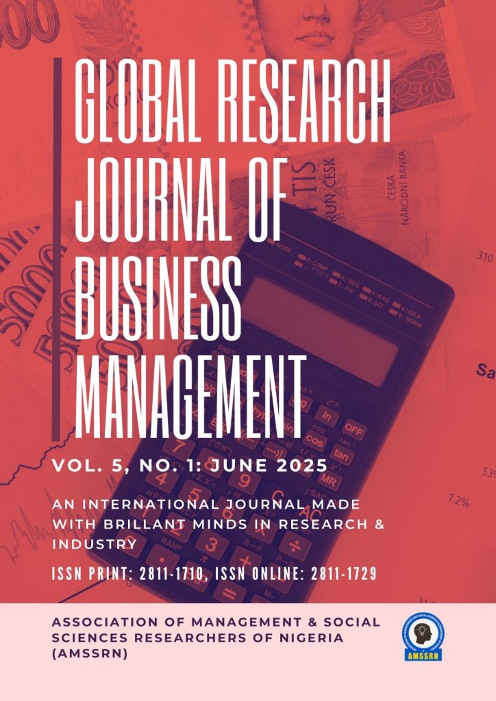 Cover of the Global Research Journal of Business Management, an open access journal of the Association of Management and Social Science Researchers of Nigeria (AMSSRN)
